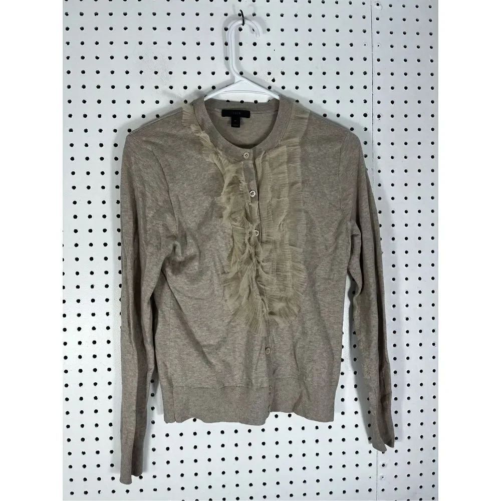 J.Crew ruffle front button down cardigan sweater